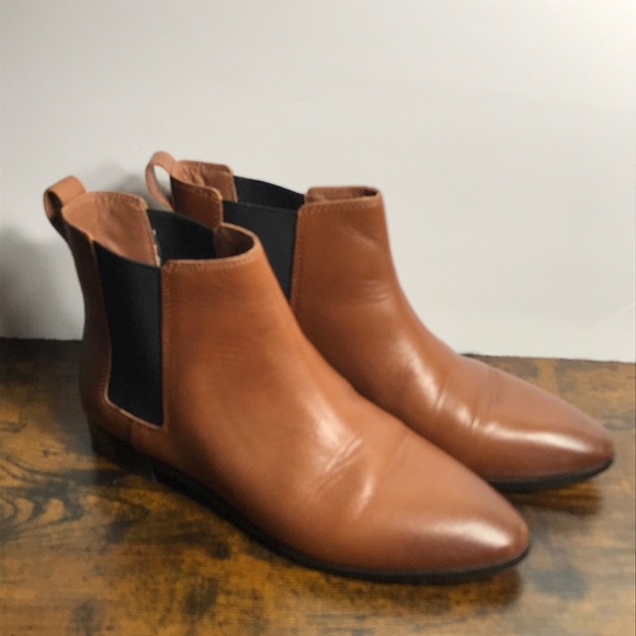 J. Crew Brown Leather Chelsea Pull On Ankle Boots Black Cabincore  7 - Picture 1 of 9